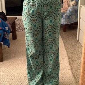 Princess Polly Green Geometric Straight Leg Pants